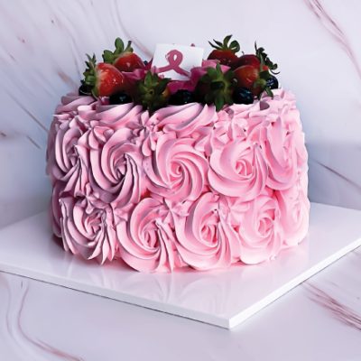savour a delicious slice of pink lychee cake in conjunction with Pinktober