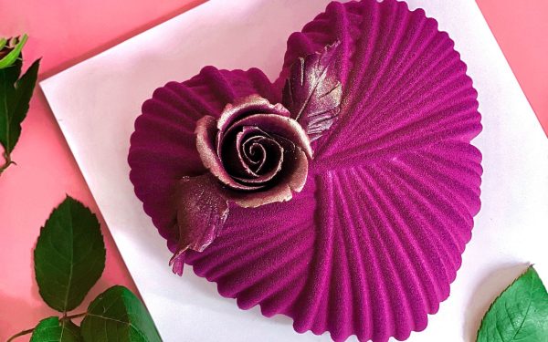 cake of the month, purple-themed international women's day rose shaped