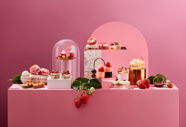 A variety of strawberry-infused desserts and pastries.
