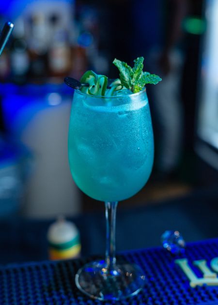 A photo of blue colour cocktail