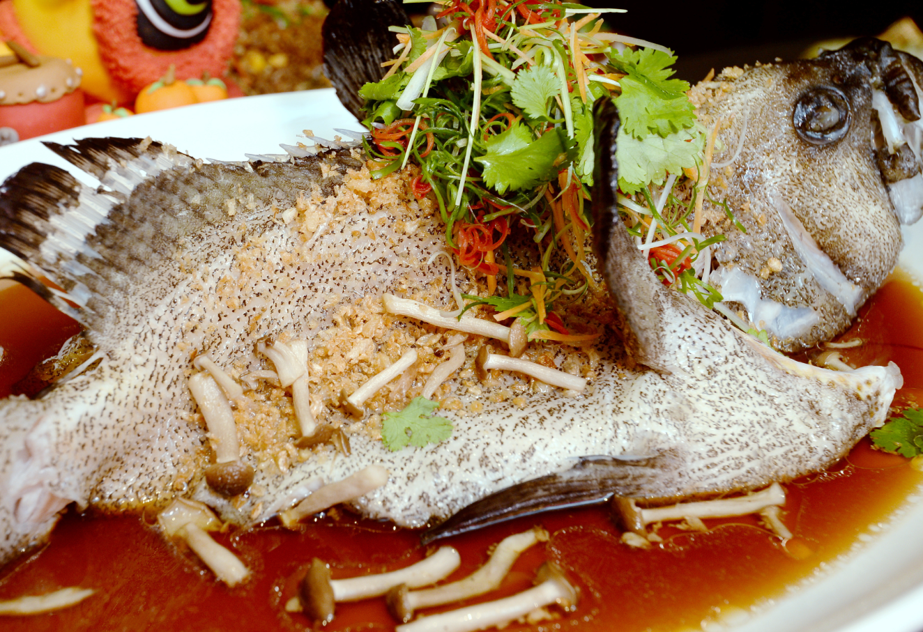 a plate of grouper fish dish
