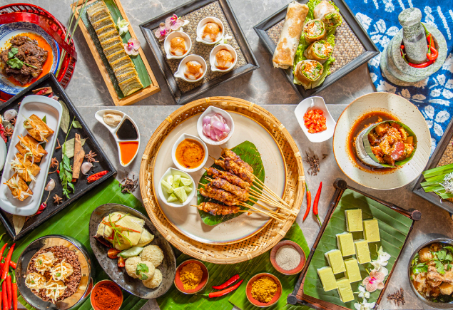 Merdeka specials, featuring a variety of Malaysian cuisine including satay, Seri Muka, Onde-onde, peanut sauce, deep fried tofu and more.