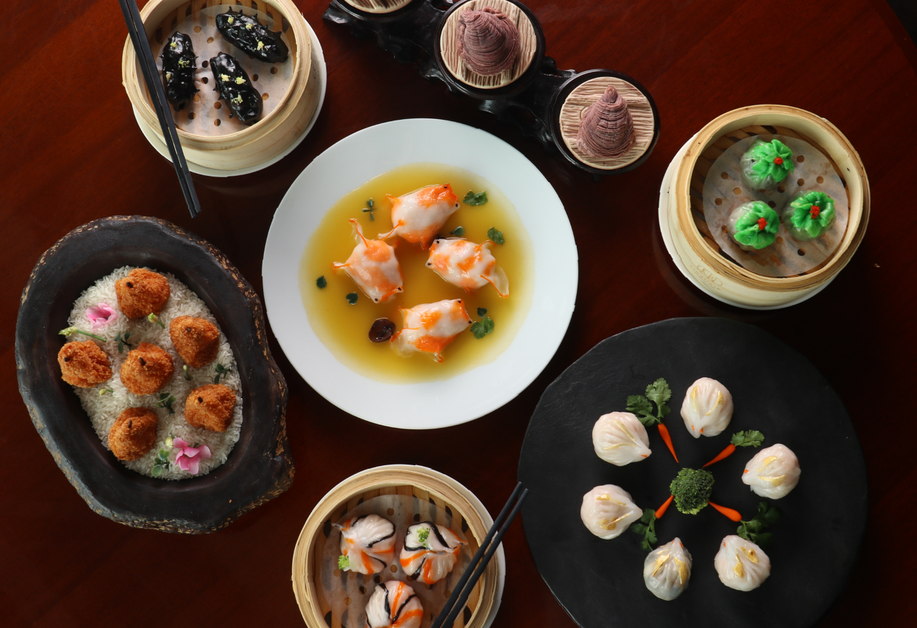A variety of dumpling dishes in various shapes.