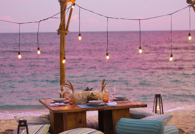 picnic by the beach with romantic ambience