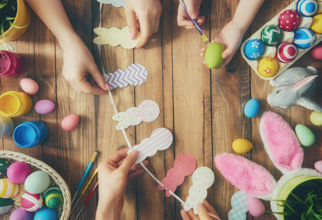 Easter-themed arts and crafts.