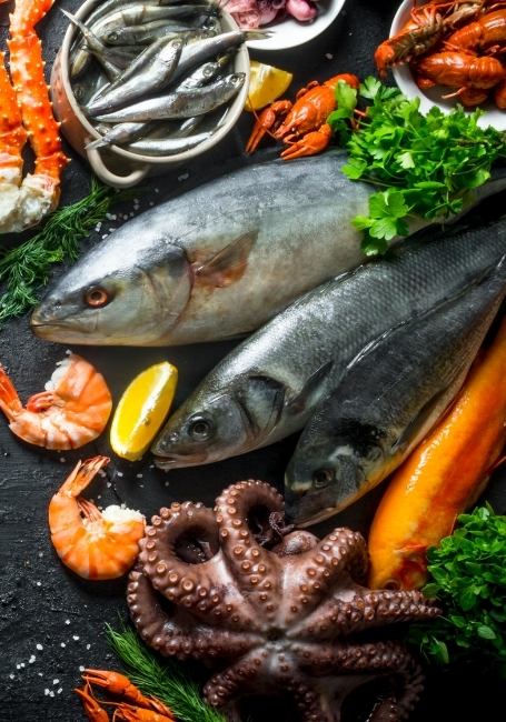 A variety of fresh seafood ingredients for hotpot