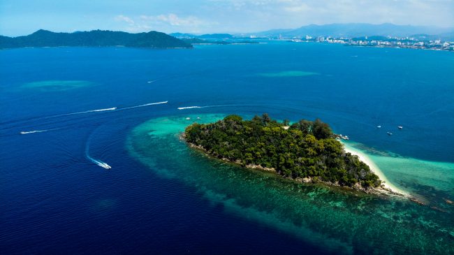 Bird eyes view of an island