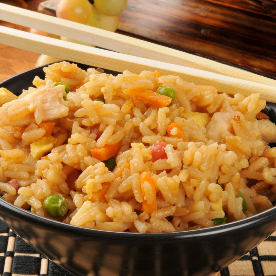 A bowl of Chinese fried rice.