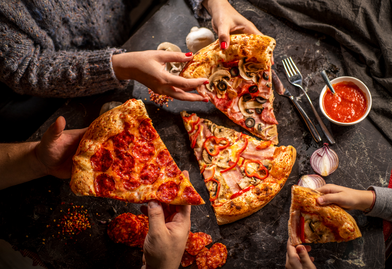 4 different pizza flavours