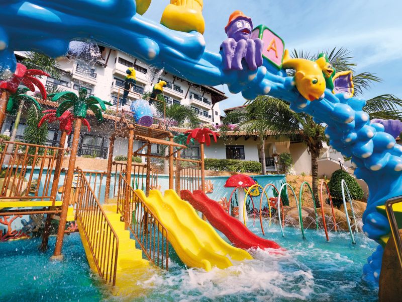 Family getaway, school holidays, schools out, Splash pool, mini water park at DoubleTree by Hilton Damai Laut Resort
