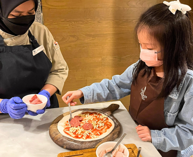 Kids pizza making, Kids Club, DoubleTree by Hilton Johor Bahru