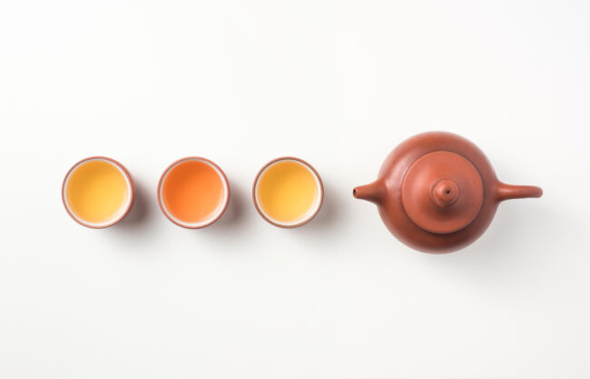 3 cups of tea and a pot of tea